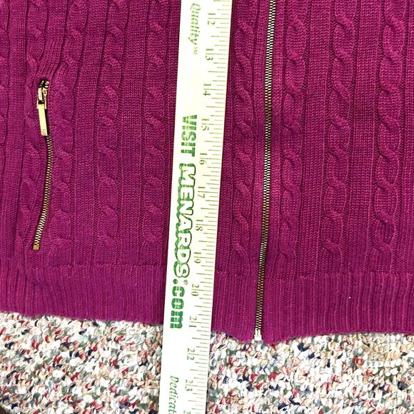 Lauren Ralph Lauren Mulberry Purple Full Zip Cotton Cable Cardigan Sweater Sz XL - Picture 11 of 13